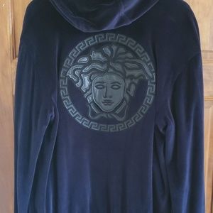 Versace Navy Blue Zip Up Sweater